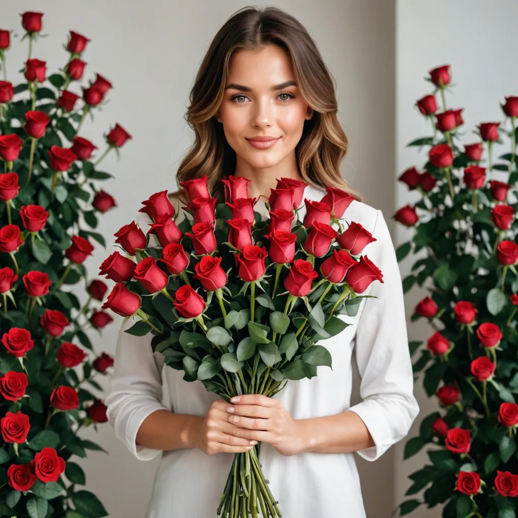 100 Red Roses Bouquet in Hands Avatar Maker