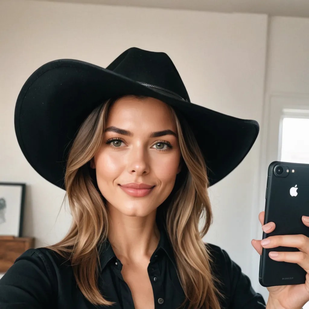 Black Cowboy Hat, Black Shirt, Selfie Avatar Maker
