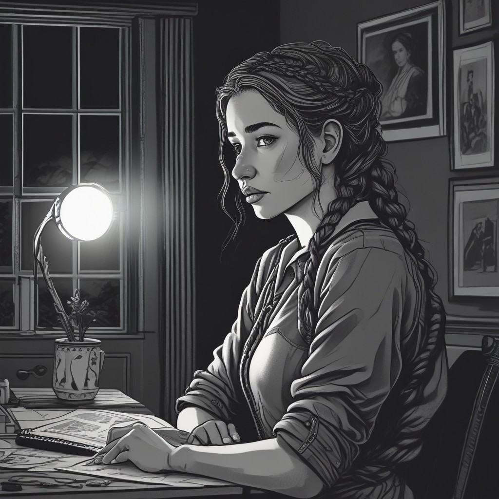 Braided Hair at Home at Night, Sad Avatar Maker