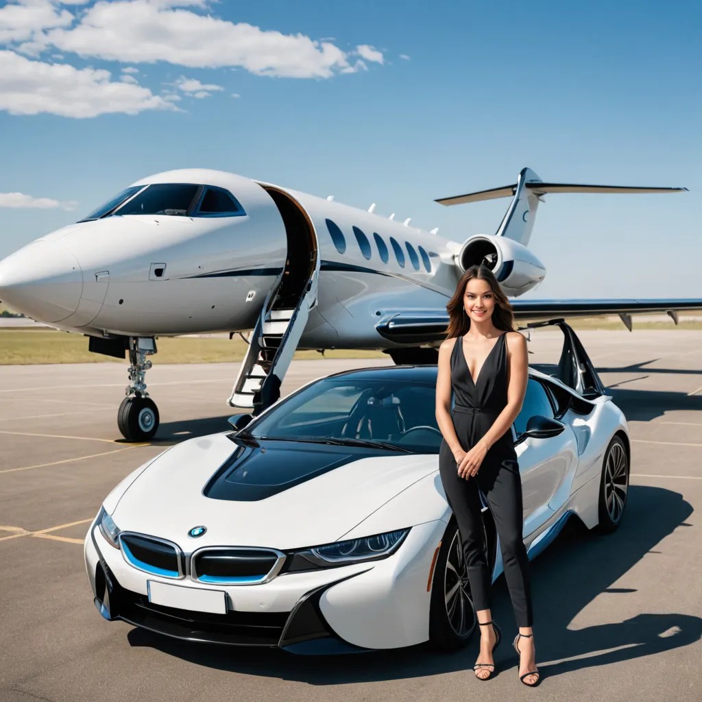 Private Jet and BMW i8 in the Background Avatar Maker
