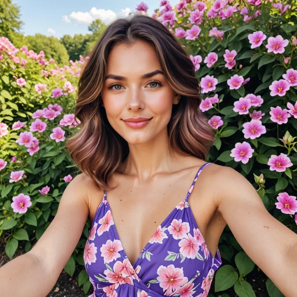Purple and Pink Flower Sundress Selfie, Tennessee Avatar Maker