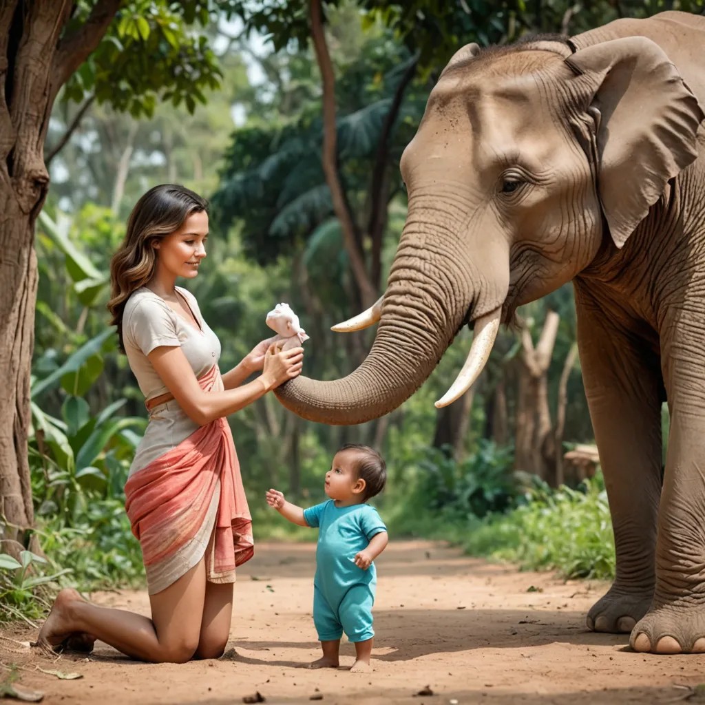 A Boy Feeds a Baby Elephant Avatar Maker