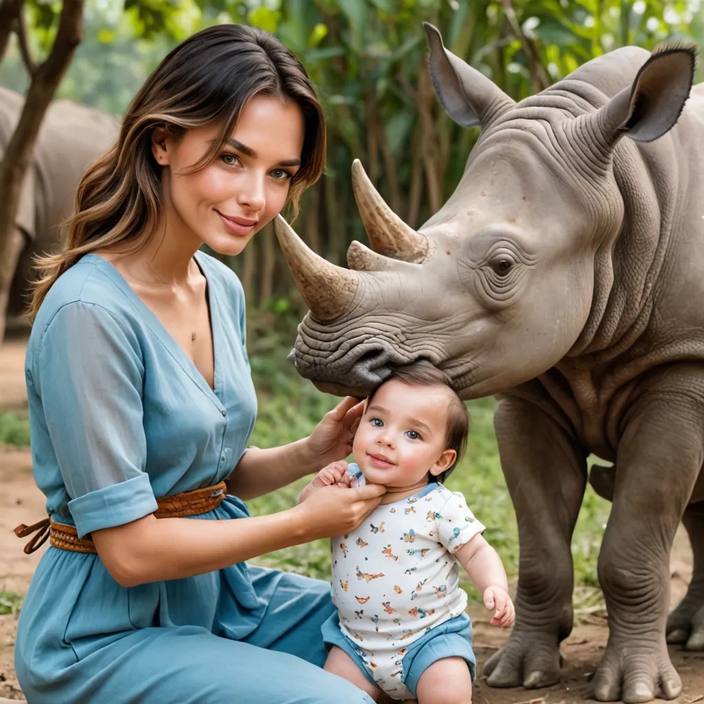 A Boy Feeds a Baby Rhino Avatar Maker