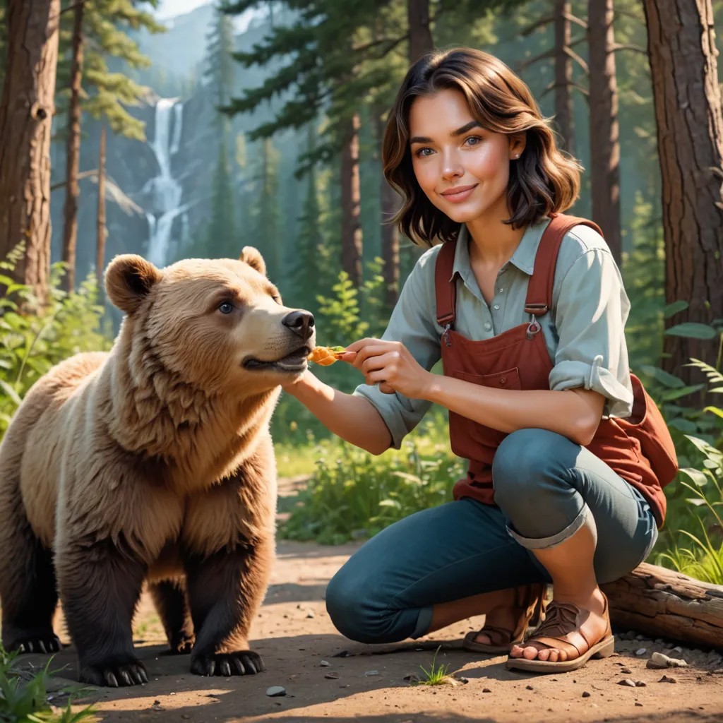 A Boy Feeds a Bear Cub Avatar Maker