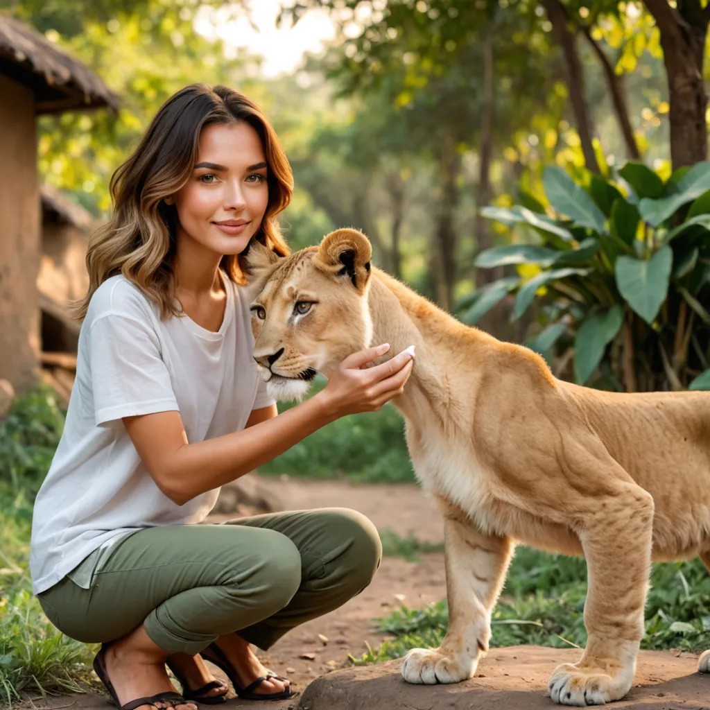 A Boy Feeds a Lion Cub Avatar Maker