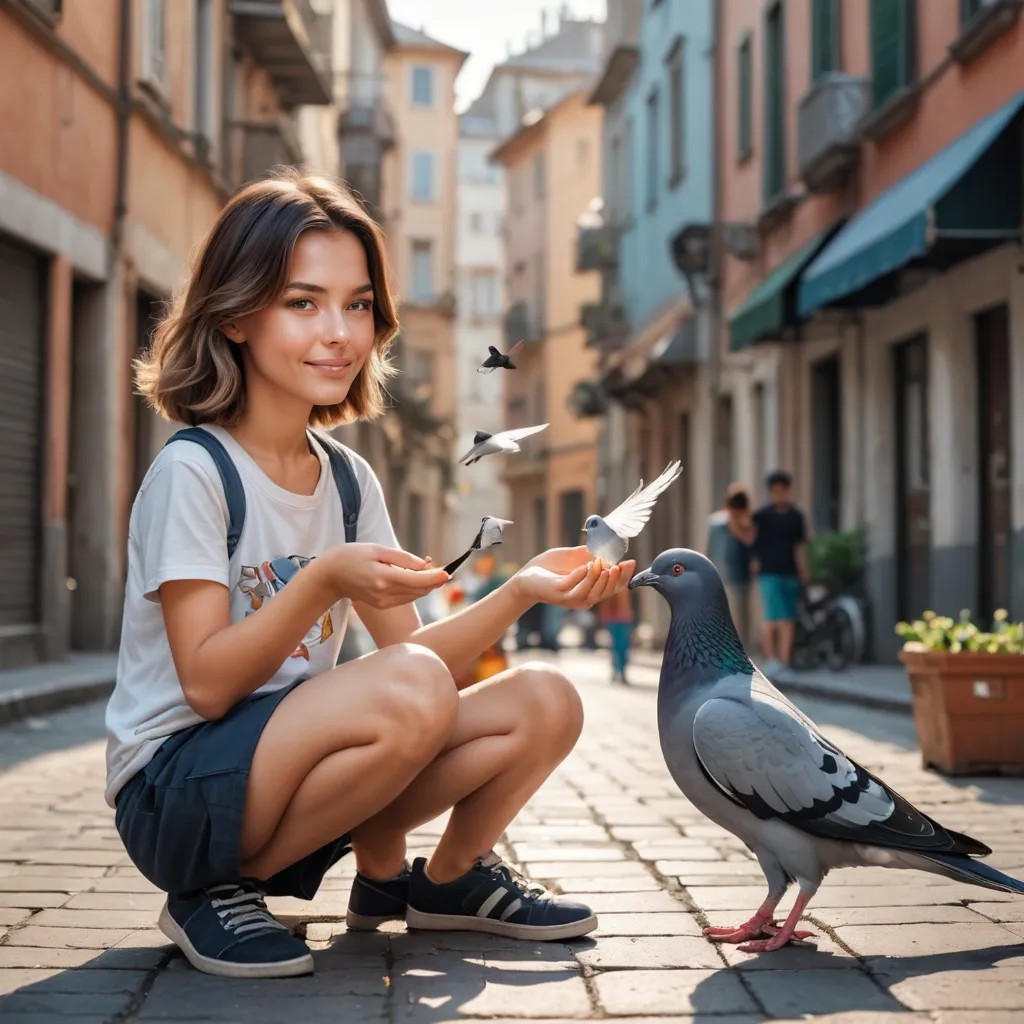A Boy Feeds a Pigeon Avatar Maker