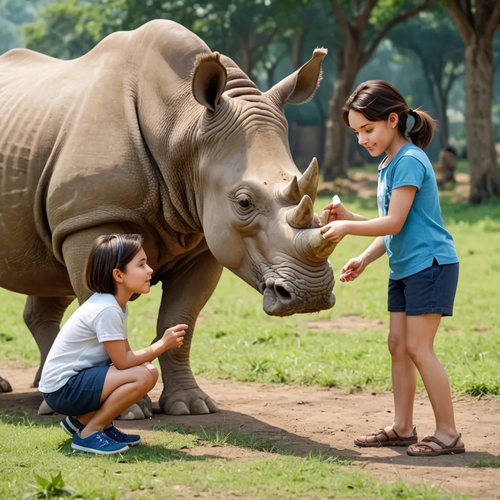 A Boy Feeds a Rhinoceros Avatar Maker