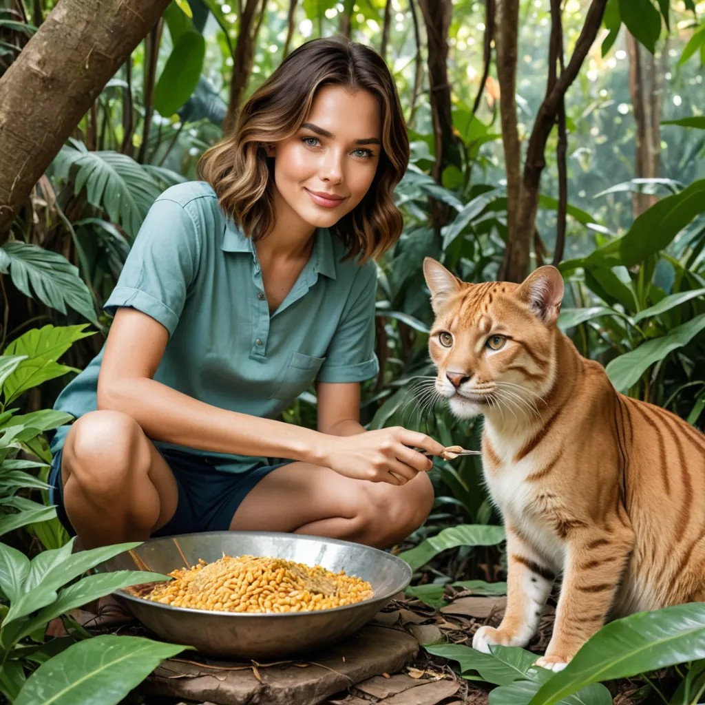 A Boy Feeds the Jungle Cat Avatar Maker