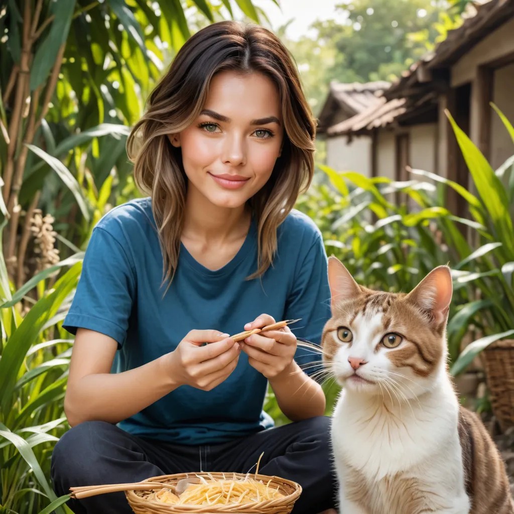 A Boy Feeds the Reed Cat Avatar Maker