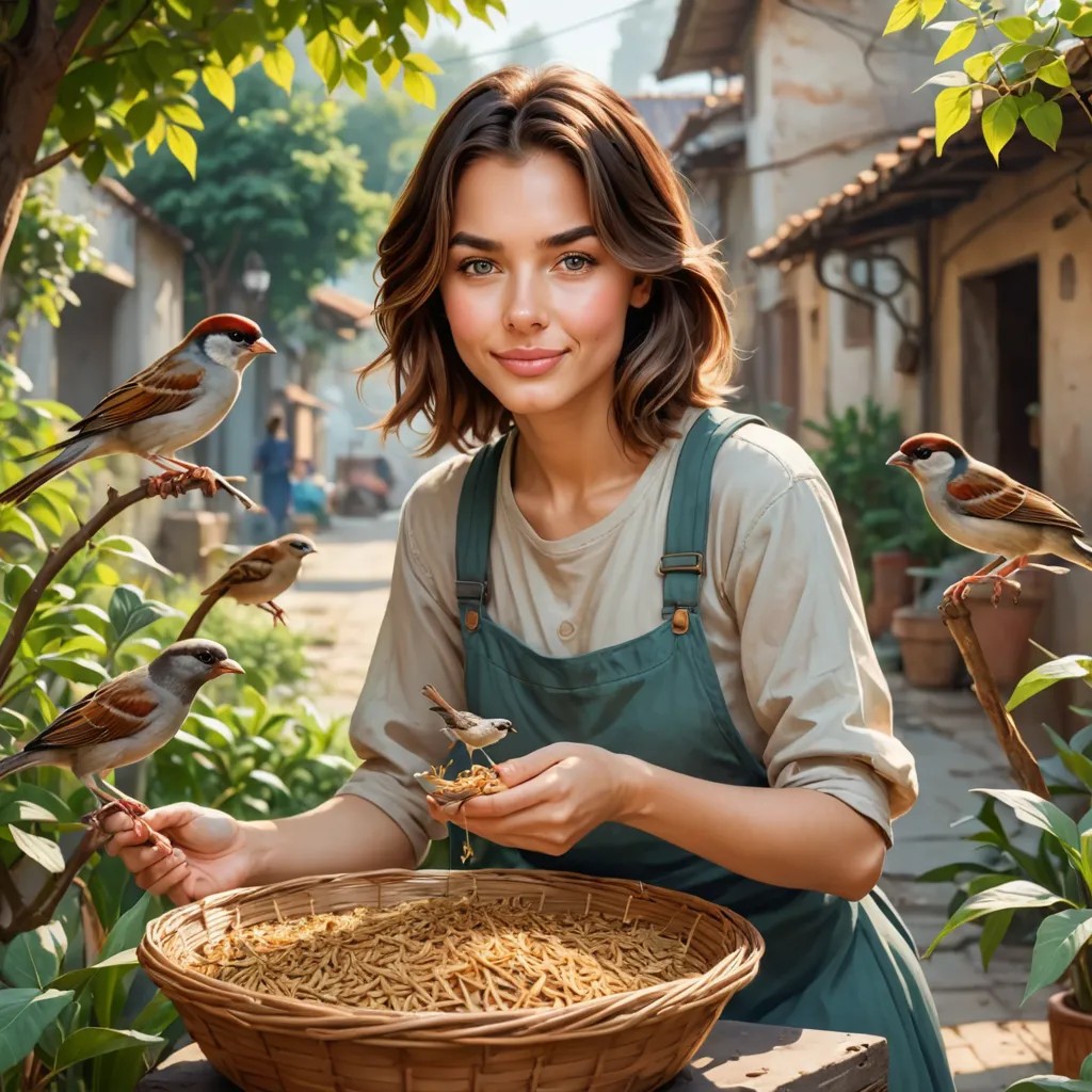 A Boy Feeds the Sparrows Avatar Maker