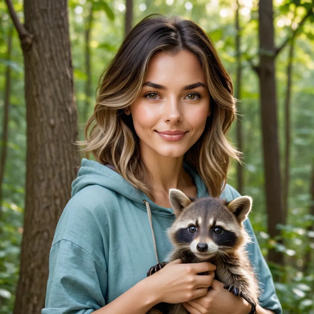 A Boy Plays With Raccoons Avatar Maker