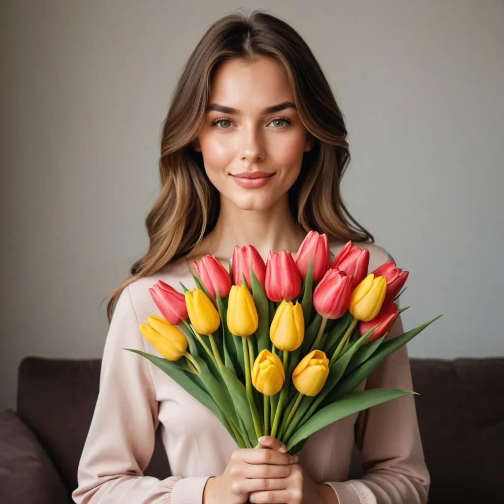 A Girl With a Bouquet of Tulips Avatar Maker