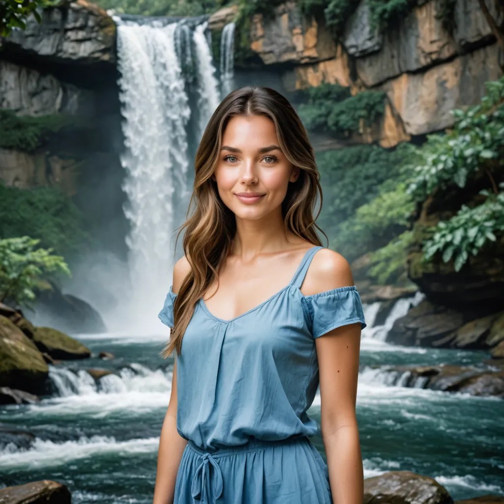 Girl in Front of Water Falls Avatar Maker