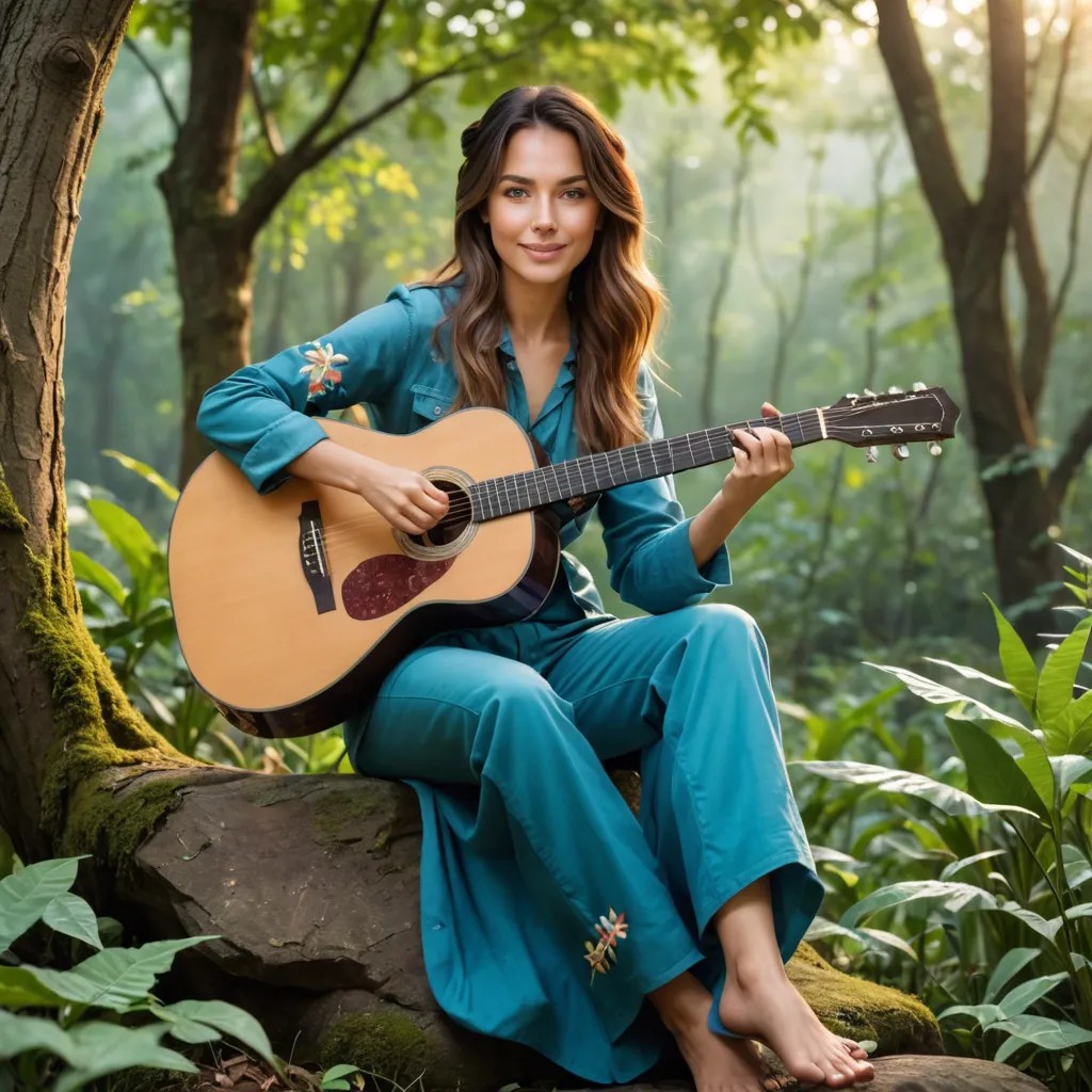 Playing Guitar in Nature Avatar Maker