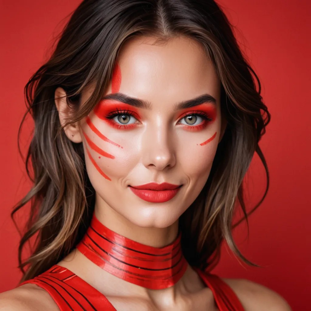 Red Line and Spot Makeup Avatar Maker