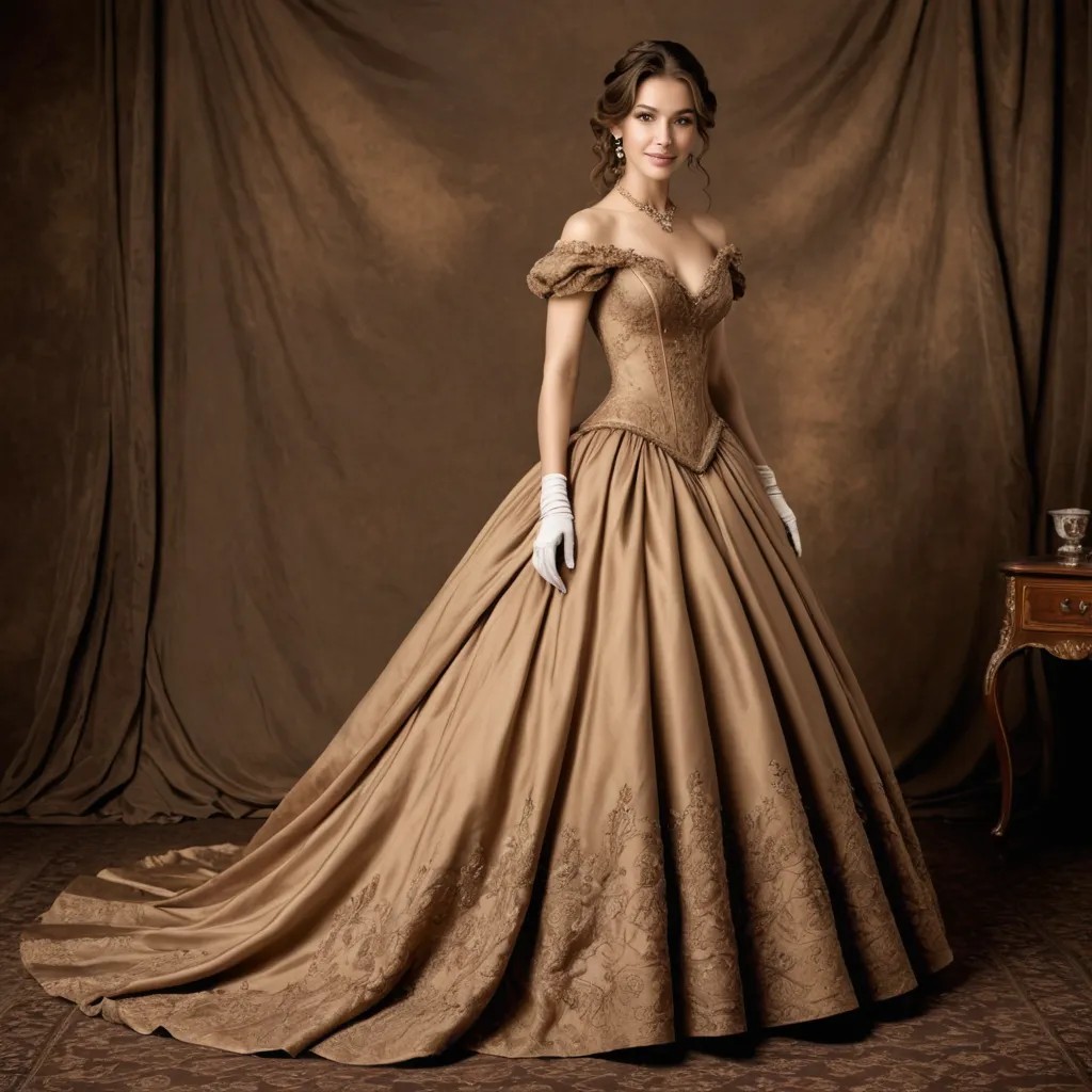 Sepia Victorian Era Big Ballgown Full Avatar Maker