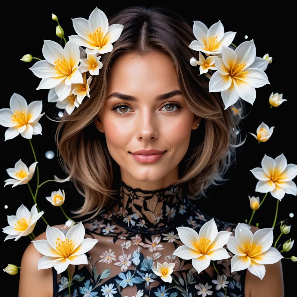Transparent Flowers on Black Background Avatar Maker