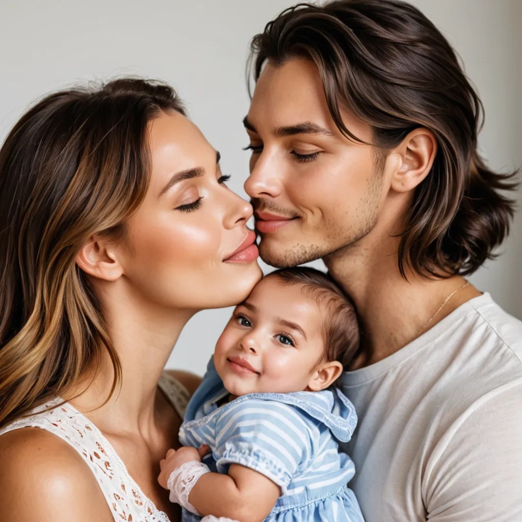 Wife and Husband with Baby Girl Kissing Avatar Maker