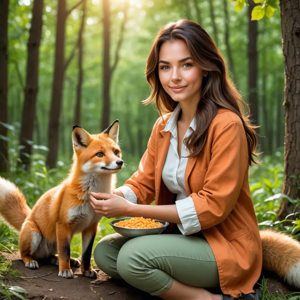 A Girl Feeds a Fox Cub Avatar Maker