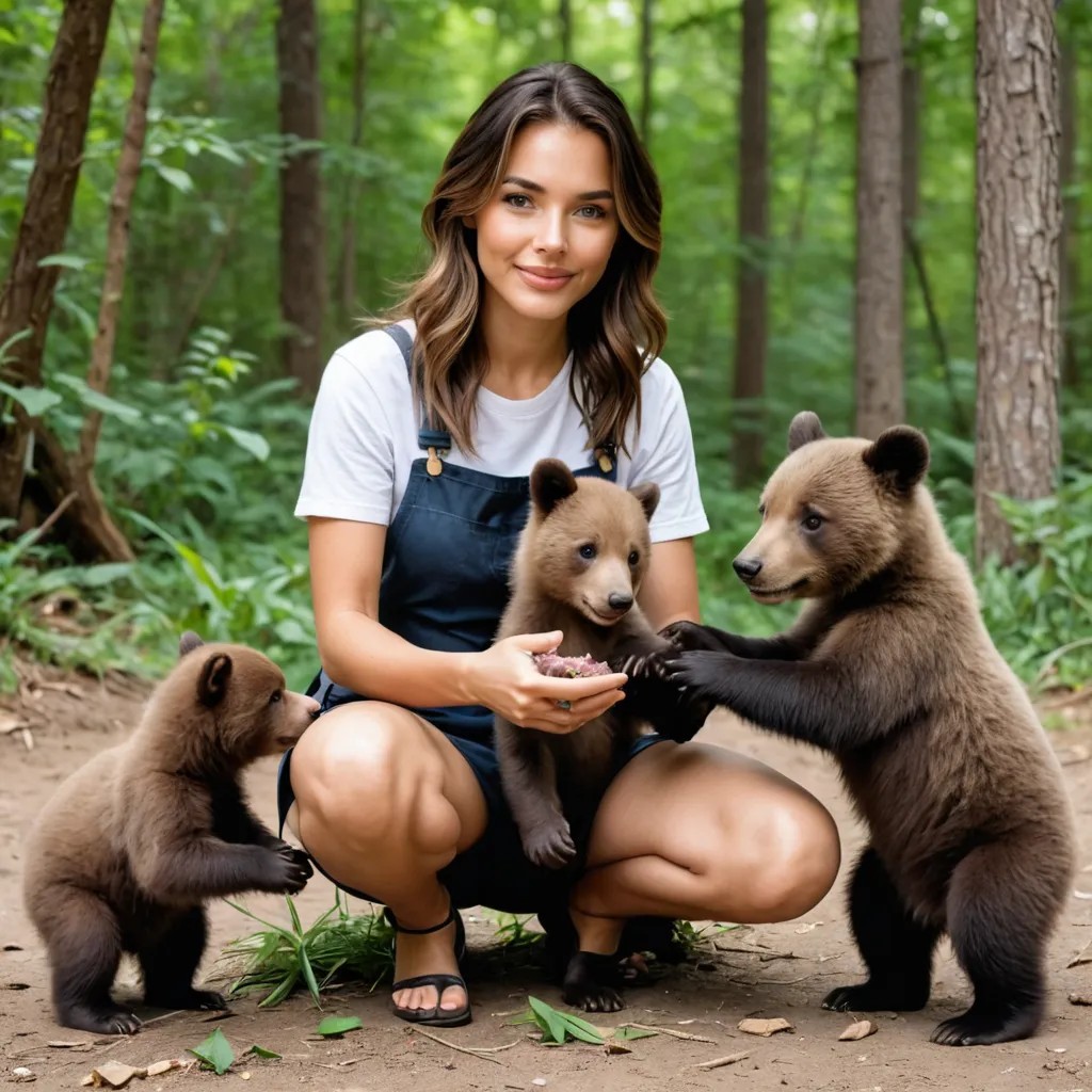 A Girl Feeds Bear Cubs Avatar Maker