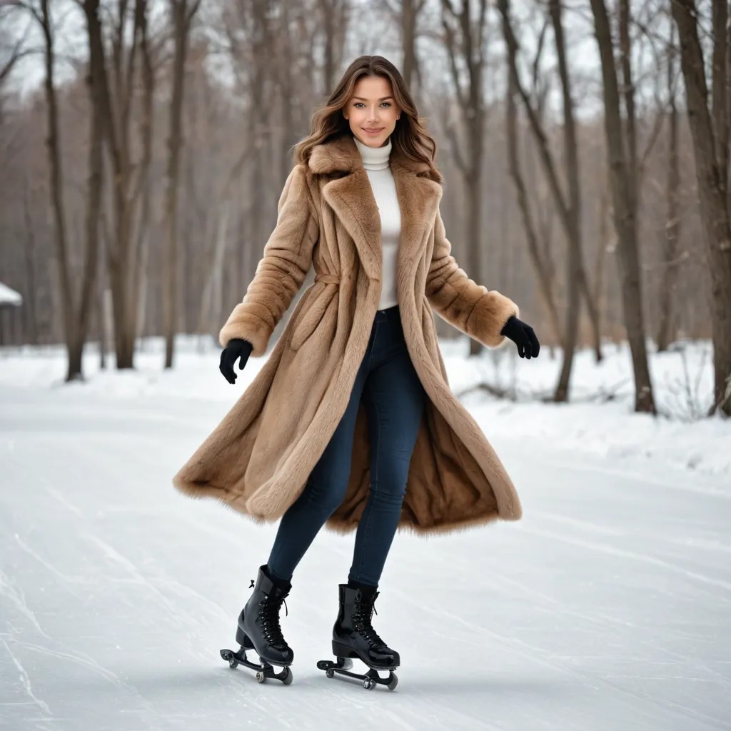 A Girl in a Sable Fur Coat Is Skating Avatar Maker