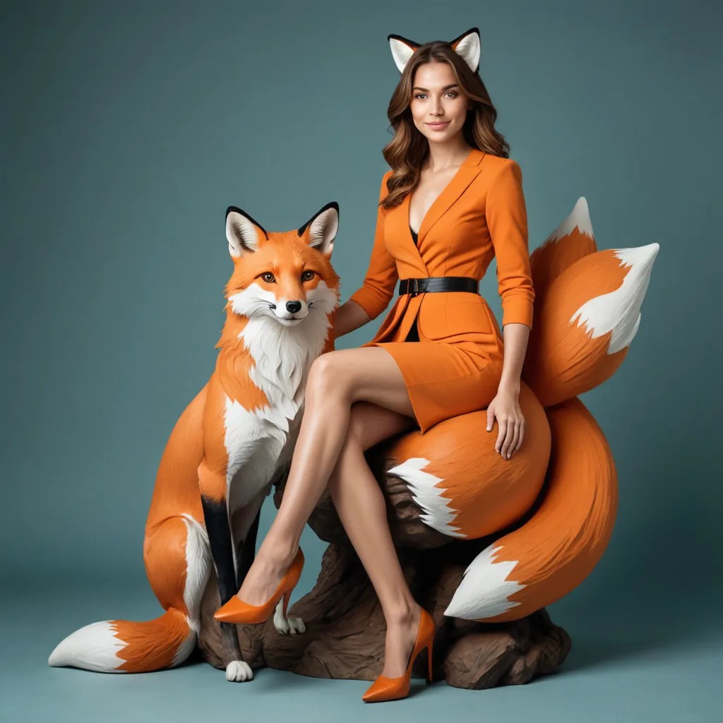 A Lady Sits on a Fox Avatar Maker