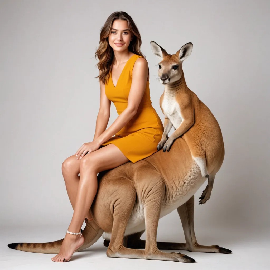 A Lady Sits on a Kangaroo Avatar Maker
