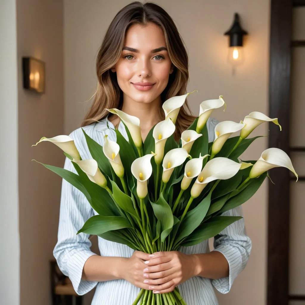 Holding a Bouquet of 100 Calla Palustris Avatar Maker