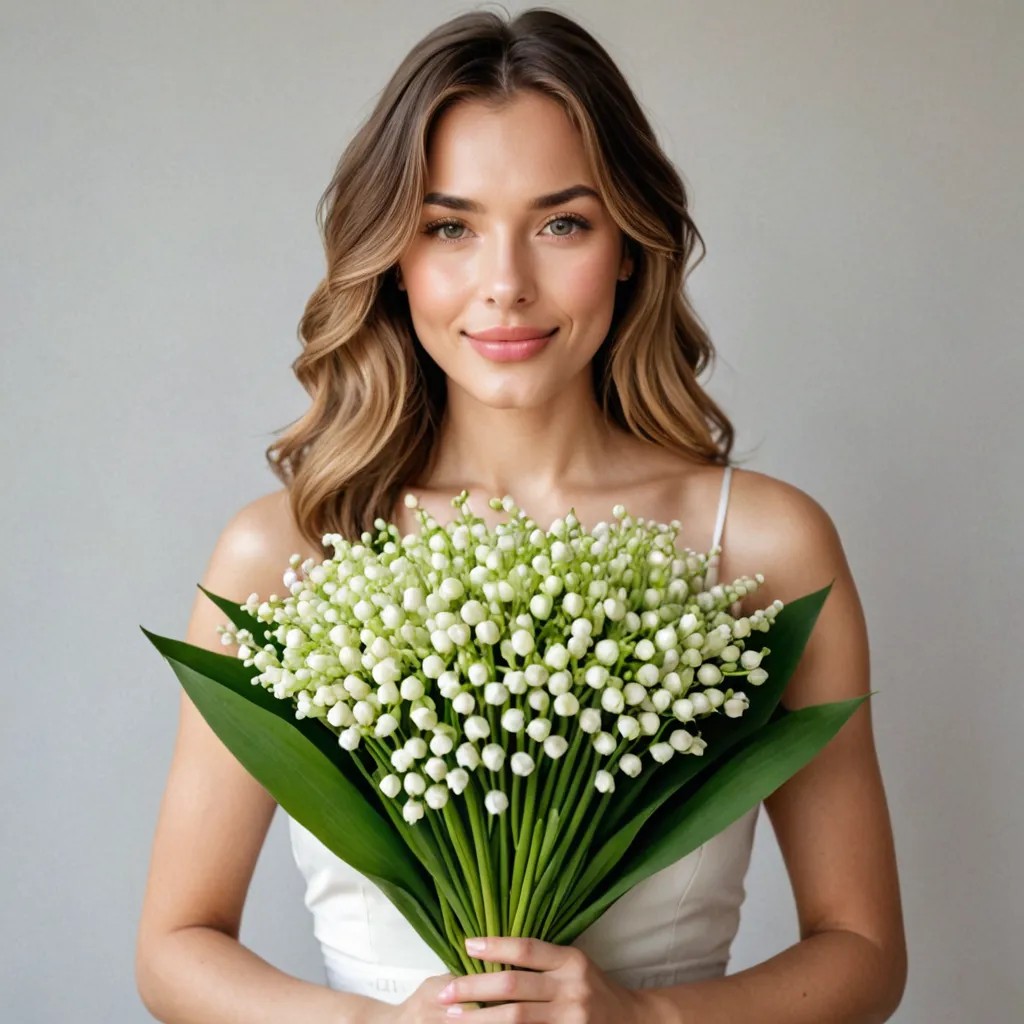 Holding a Bouquet of 100 Lilies of the Valley Avatar Maker
