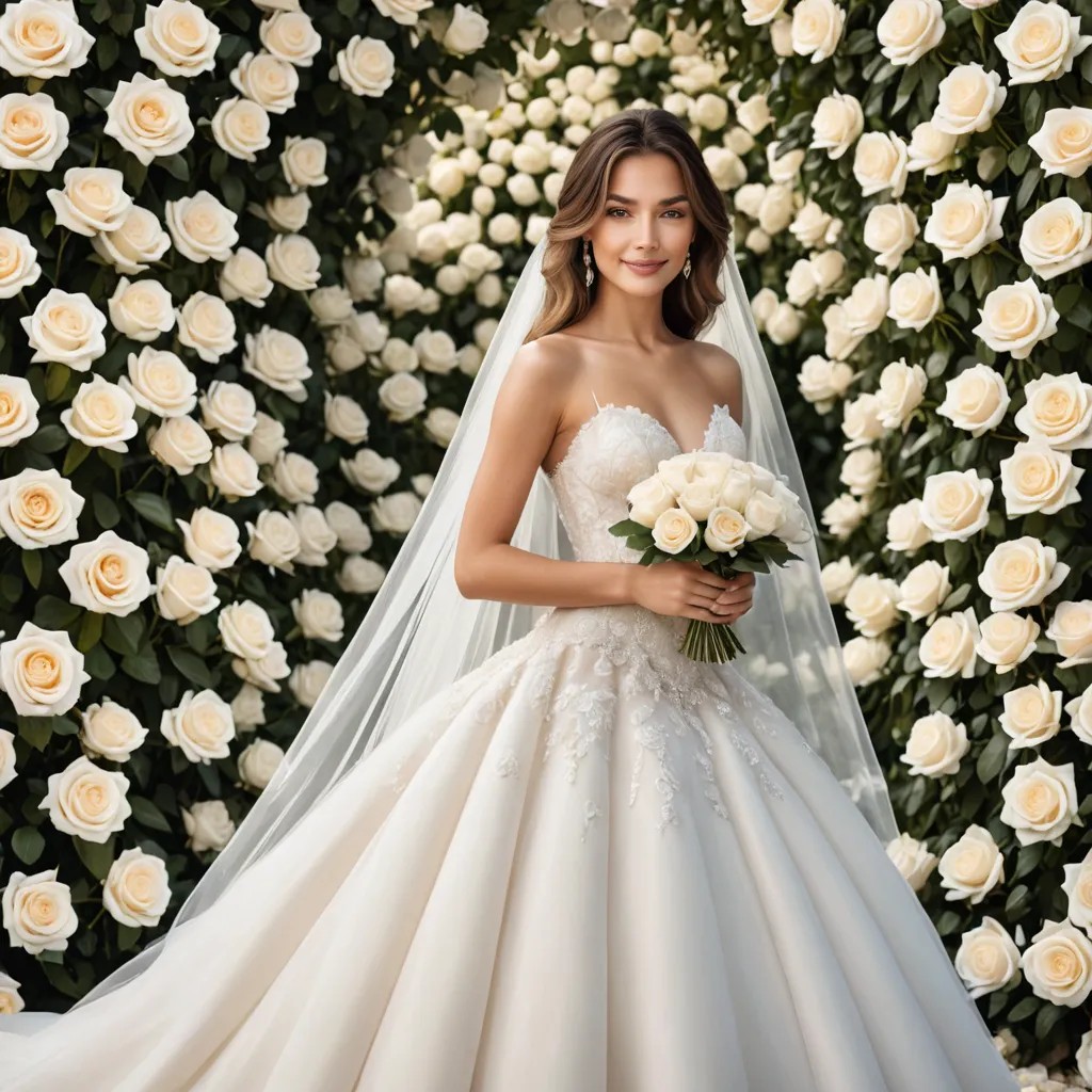 Millionaire Bride Surrounded by White Roses Avatar Maker