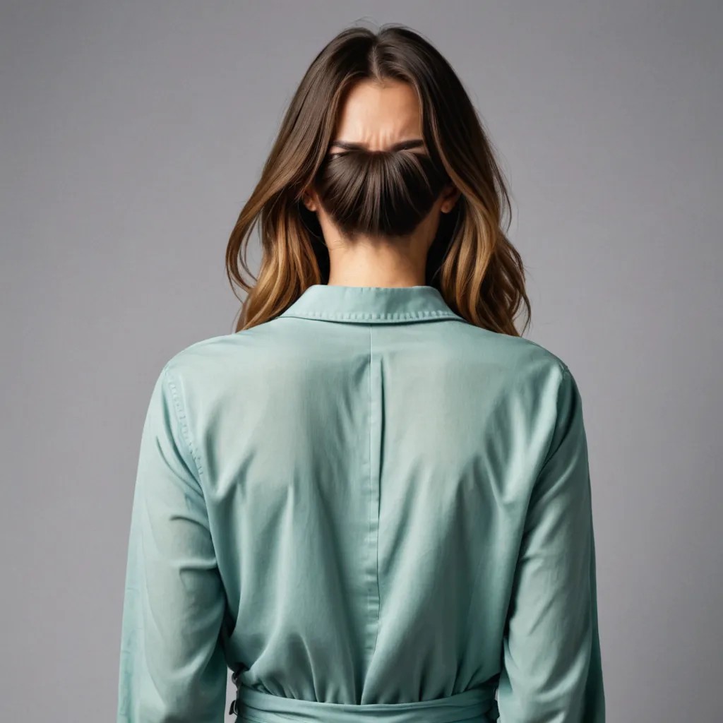 Realistic Color Rear View of Scared Woman Avatar Maker