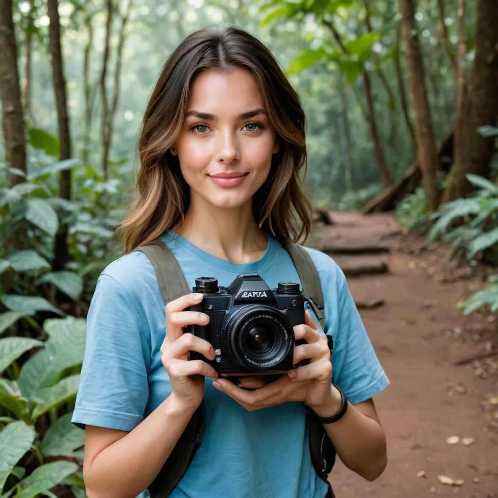 A Girl Holds a Camera for Filming a Movie Avatar Maker