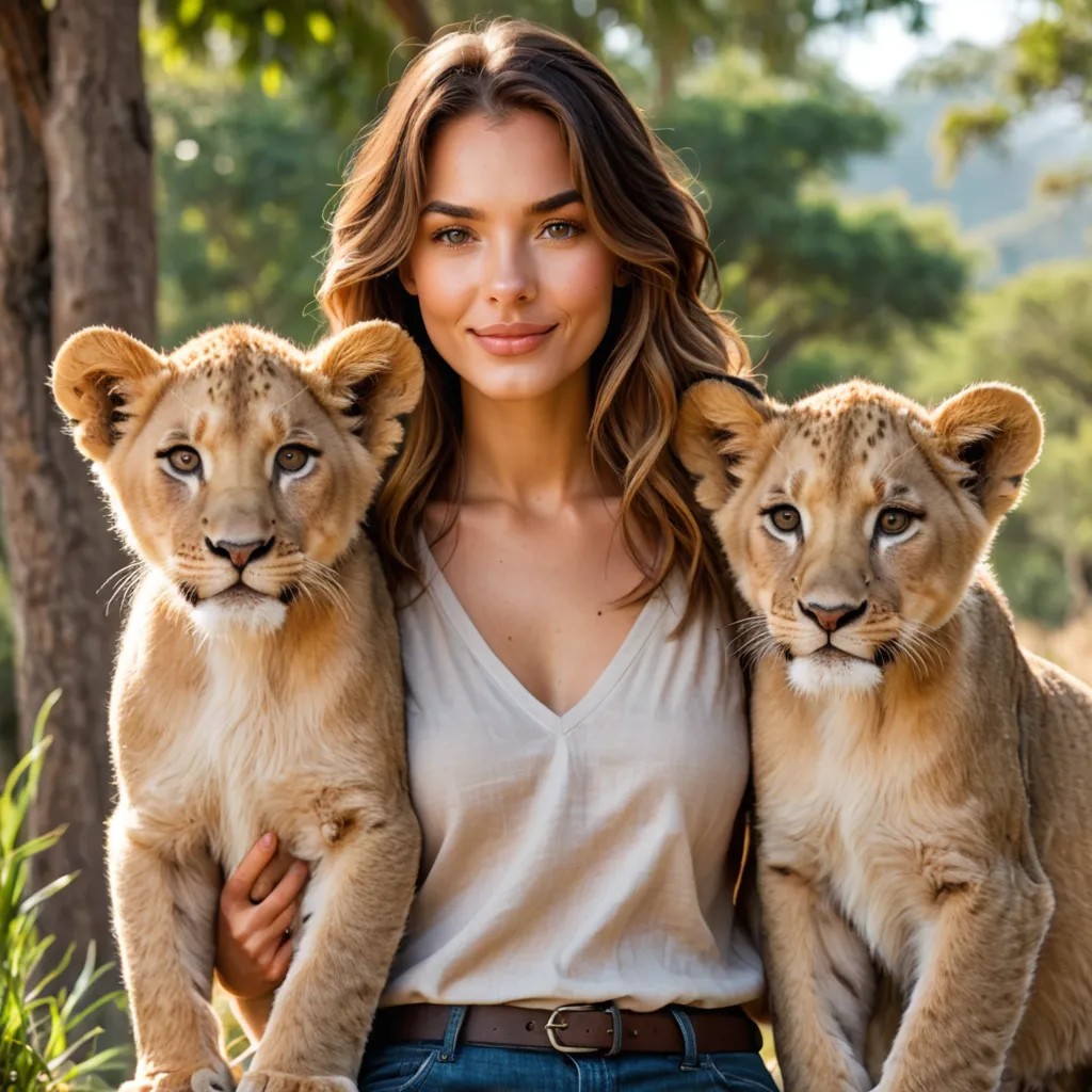 Girl with Lion Cubs Avatar Maker