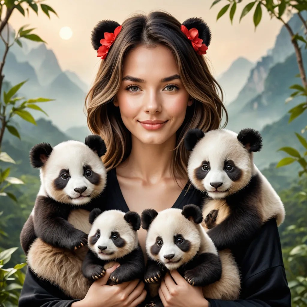 Girl with Panda Cubs Avatar Maker