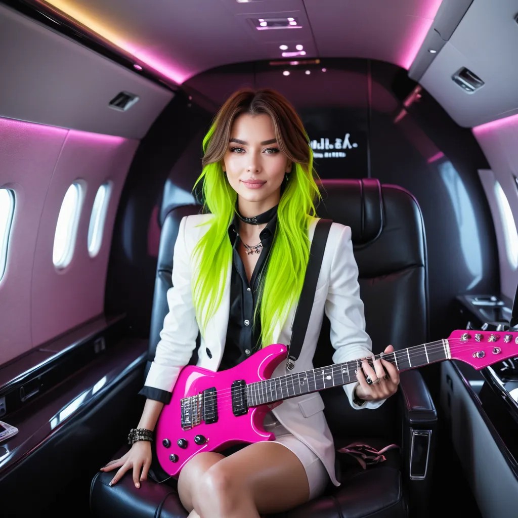 Millionaire Visual Kei Guitarist in Neon Private Jet Avatar Maker
