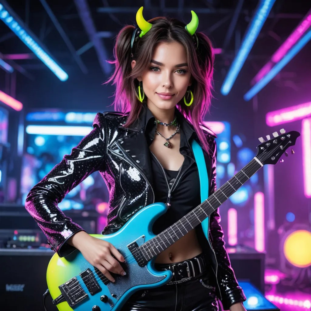 Visual Kei Guitarist Deejay in Neon Disco Avatar Maker